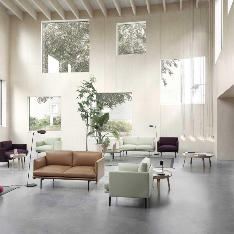 Muuto OUTLINE Sofa 2-Osobowa - Ciemnozielona - Tkanina Fiord 961 / Czarne Nogi