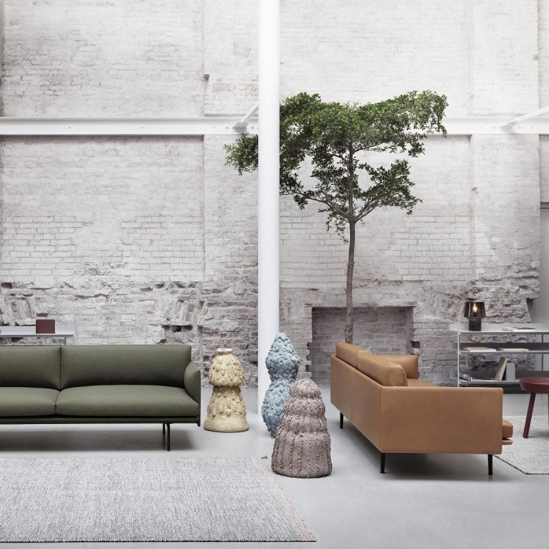 Muuto OUTLINE Sofa 2-Osobowa - Szara - Tkanina Fiord 151 / Czarne Nogi