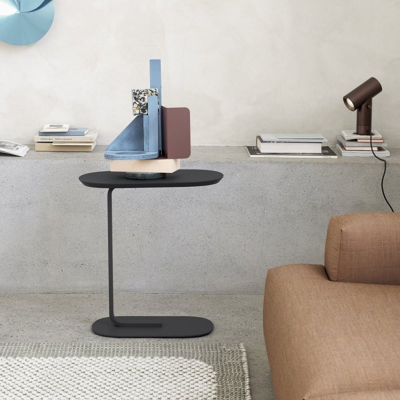 Muuto RELATE Stolik Pomocniczy - Boczny 60,5 cm Biały / Blat Fornir Dębowy