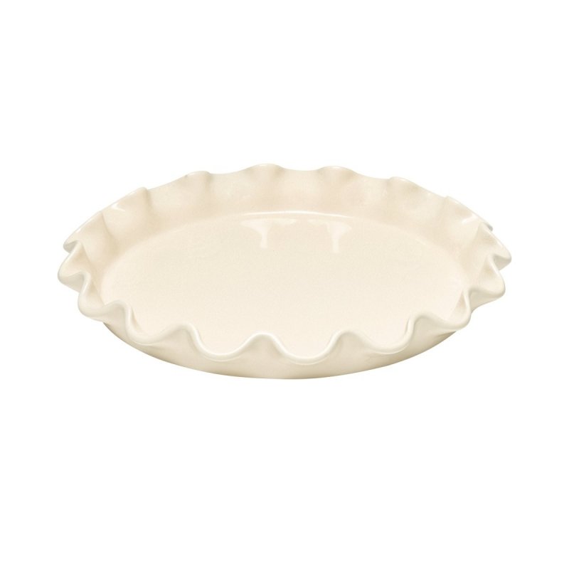 Emile Henry NATURAL CHIC Ceramiczna Forma do Tarty 33 cm z Falbaną - Kremowa