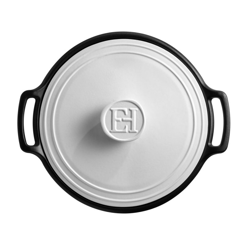 Emile Henry SUBLIME+ Niski Garnek Ceramiczny 4 l / Czarny z Białą Pokrywką
