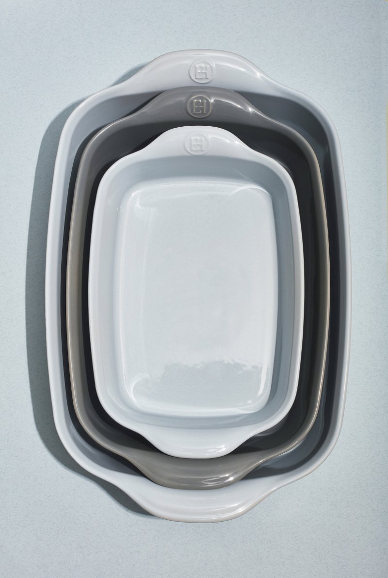 Emile Henry NATURAL CHIC Prostokątna Forma - Naczynie do Zapiekania 36,5x23,5 cm / Szare Perła