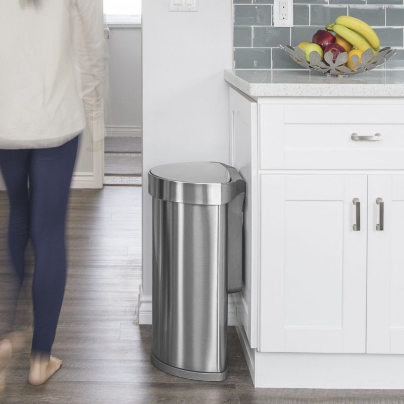 simplehuman Kosz na śmieci 45 L SENSOR LINER POCKET Półokrągły z Czujnikiem Ruchu / Srebrny