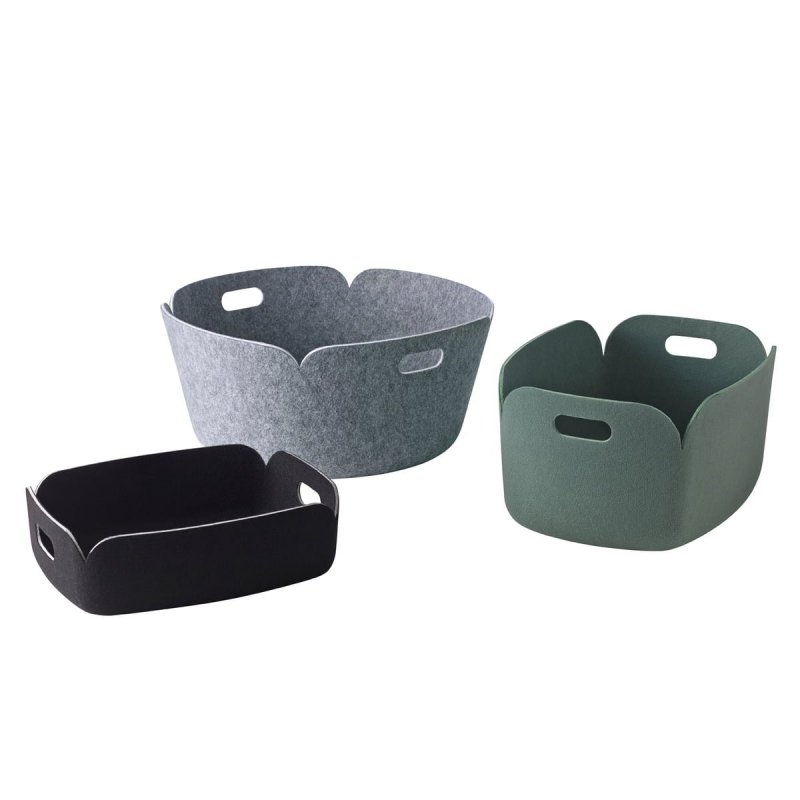 Muuto RESTORE Pojemnik - Kosz Filcowy do Przechowywania Okrągły - Aqua