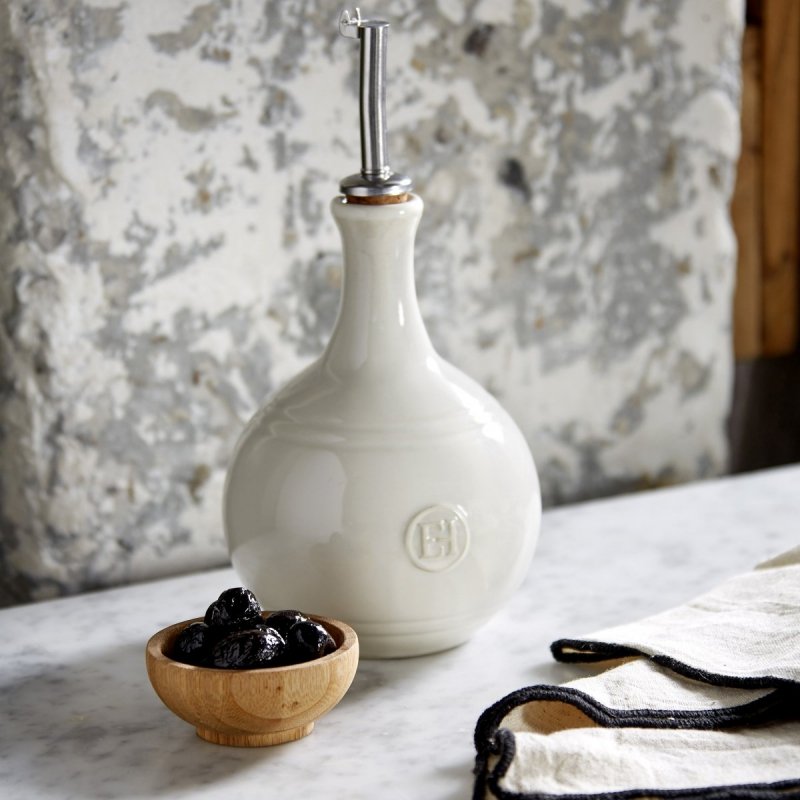 Emile Henry KITCHEN Ceramiczna Butelka do Oliwy, Octu 400 ml Kremowa