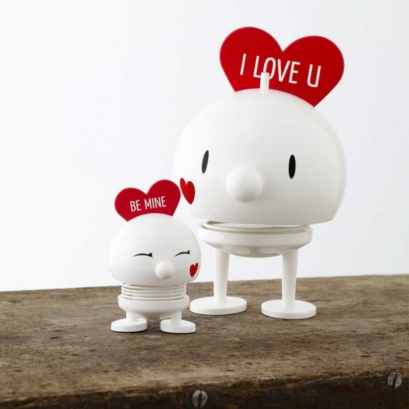 Hoptimist BUMBLE Figurka Optymisty z Serduszkiem L Biały - I Love U