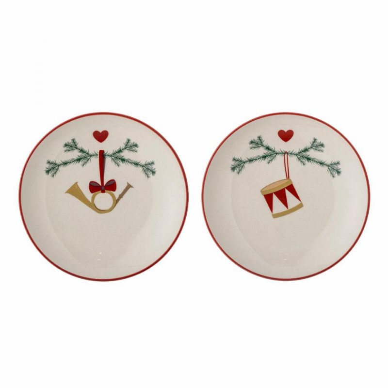 Bloomingville CHRISTMAS YULE Świąteczny Talerz Deserowy 16 cm / Zestaw 2 Szt.