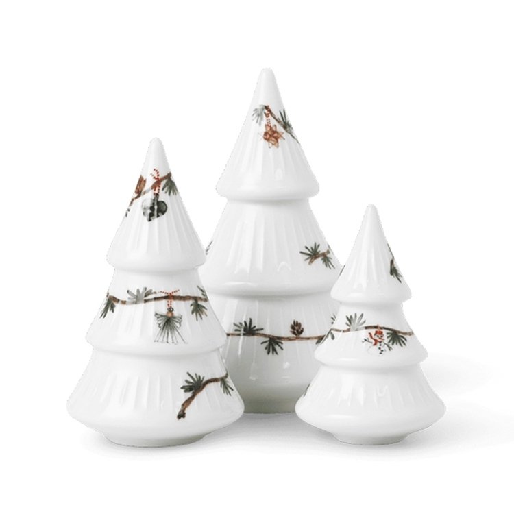 Kähler HAMMERSHØI CHRISTMAS Dekoracja Świąteczna / Porcelanowa Choinka - Zestaw 3 Szt.