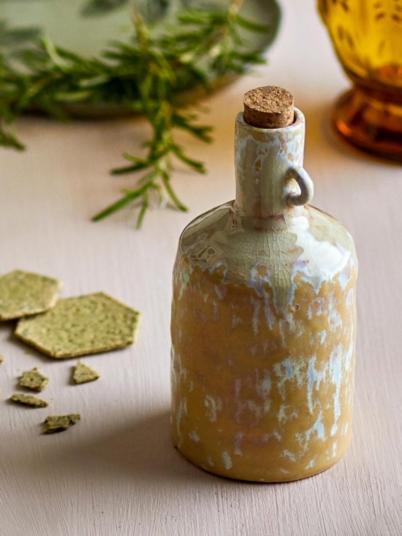 Bloomingville YUMA Ceramiczna Karafka do Oliwy 425 ml / Żółta