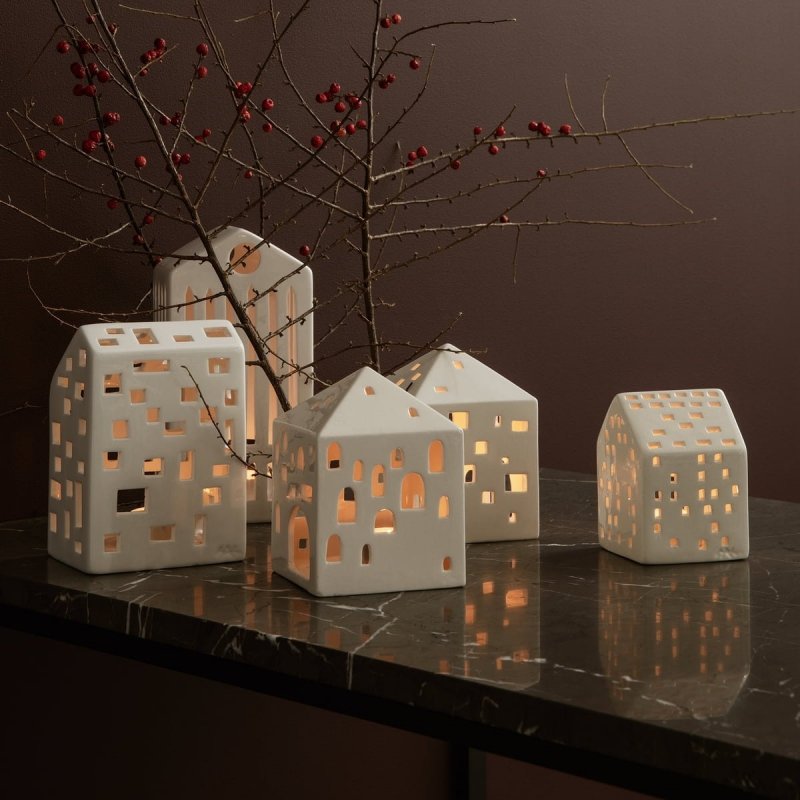Kähler URBANIA Świecznik Tealight - Domek Biały - Functio