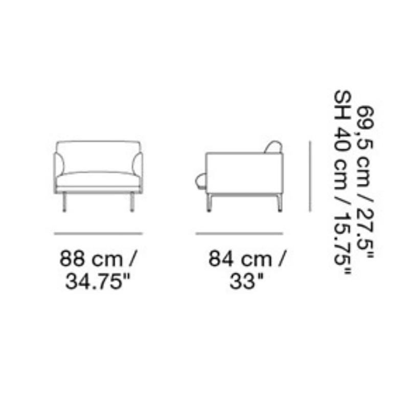 Muuto OUTLINE Fotel - Czarna Skóra / Czarne Nogi
