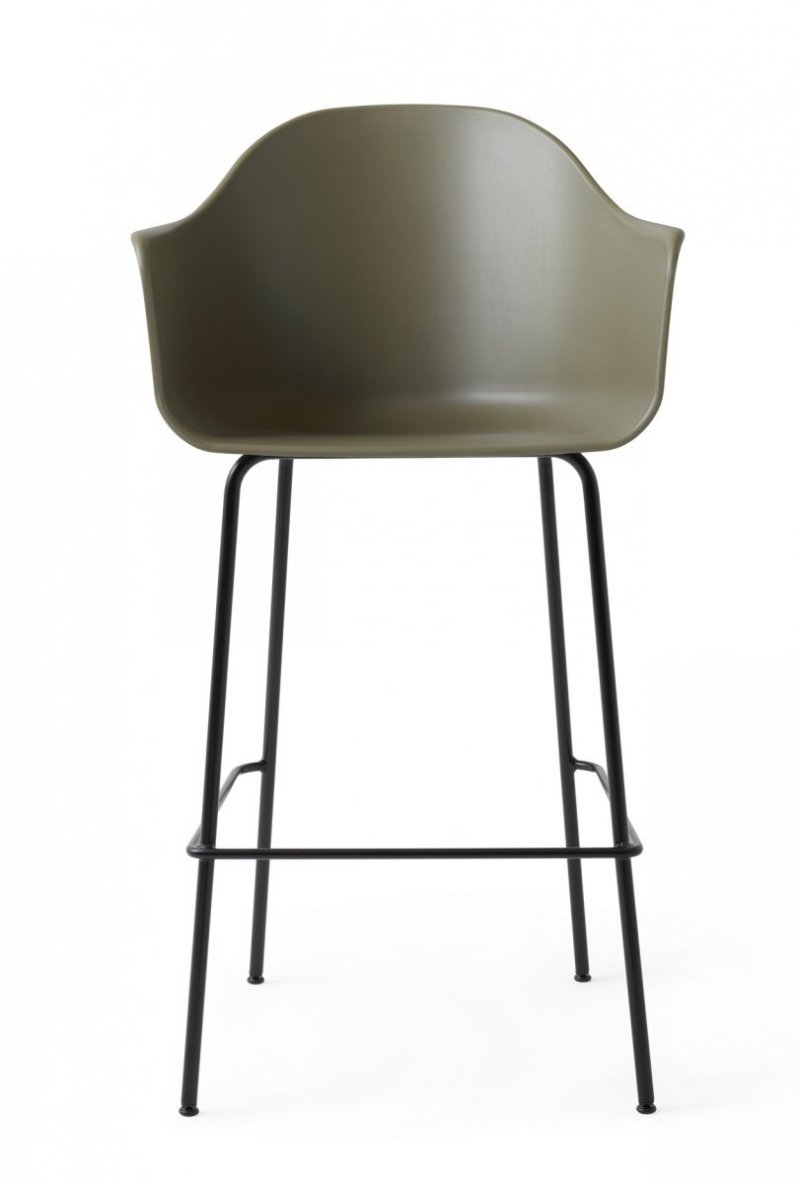 Menu HARBOUR Krzesło Barowe 112 cm Hoker Czarny - Siedzisko Oliwkowe