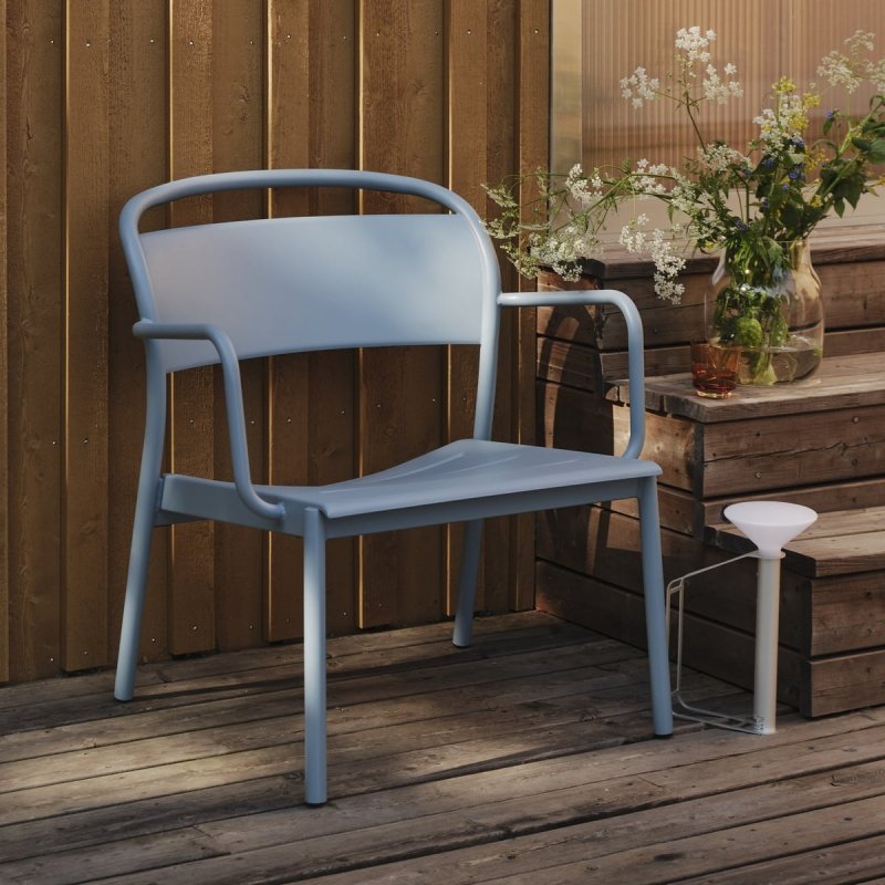 Muuto LINEAR OUTDOOR Stalowy Fotel Ogrodowy Lounge - Zewnętrzny / Czarny