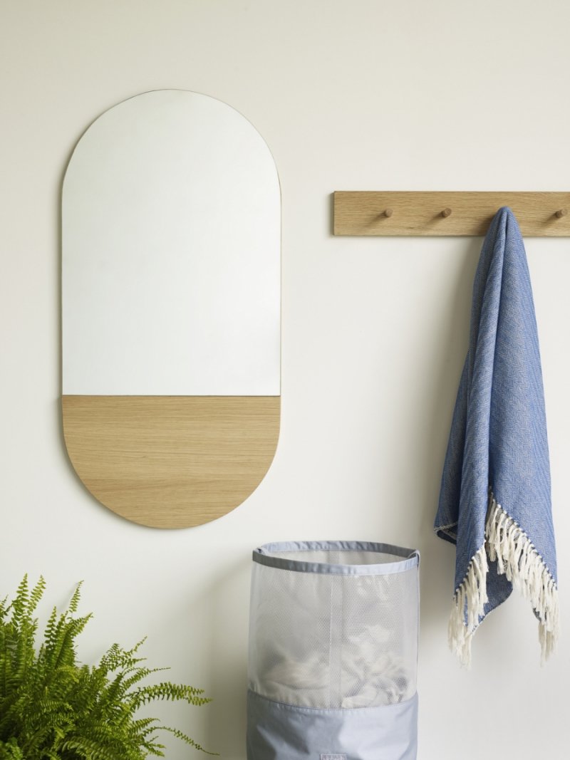 Hübsch HOOKS Ścienny Wieszak - Listwa na Ubrania 50 cm / Dębowy