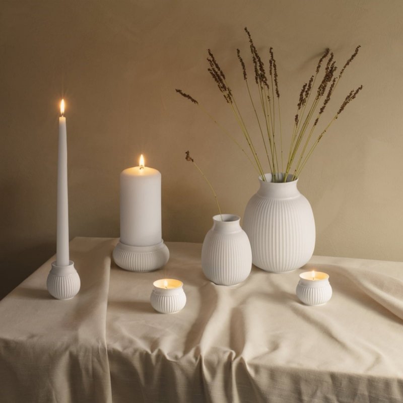Lyngby Porcelain CURVE Świecznik na Klasyczną Świeczkę