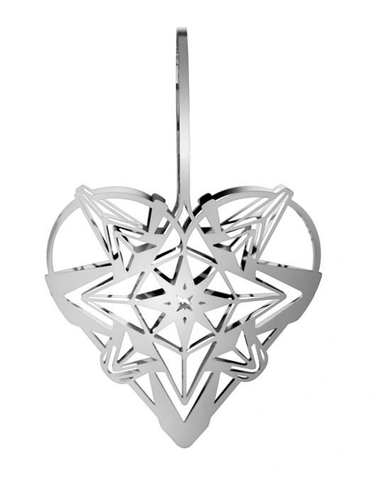 Rosendahl KAREN BLIXEN Christmas Zawieszka Świąteczna - Serce 25 cm Srebrna