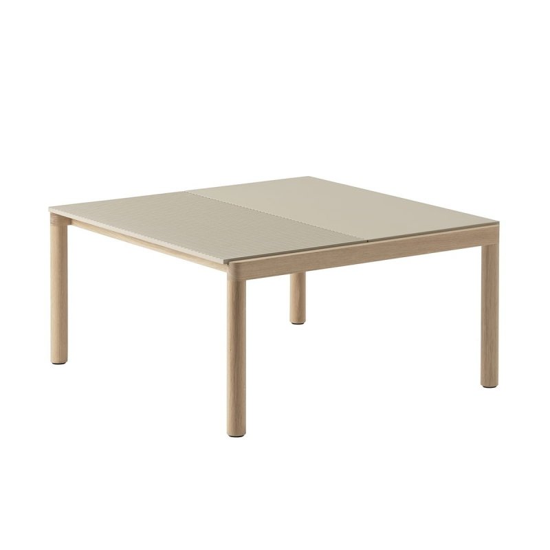 Muuto COUPLE Stolik Kawowy z Ceramicznym Blatem 84x80 cm / Jasny Dąb - Blat Wavy Piaskowy Sand