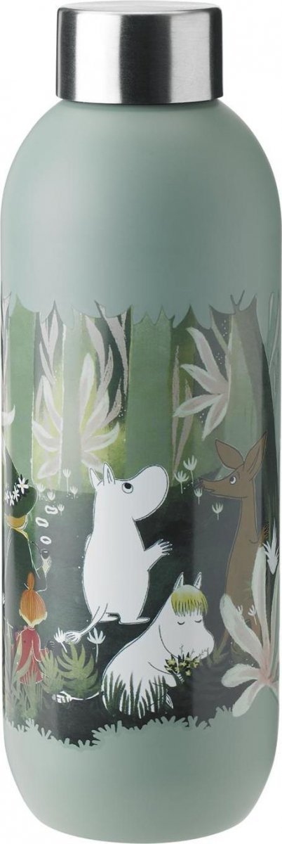 Stelton KEEP COOL Stalowa Butelka do Wody 750 ml MUMINKI Zielona