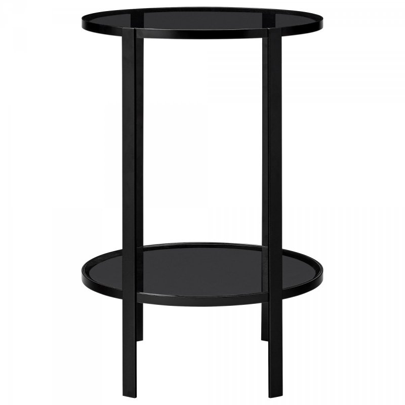AYTM - FUMI Okrągły Stolik ze Szklanym Blatem 40 cm - Czarny