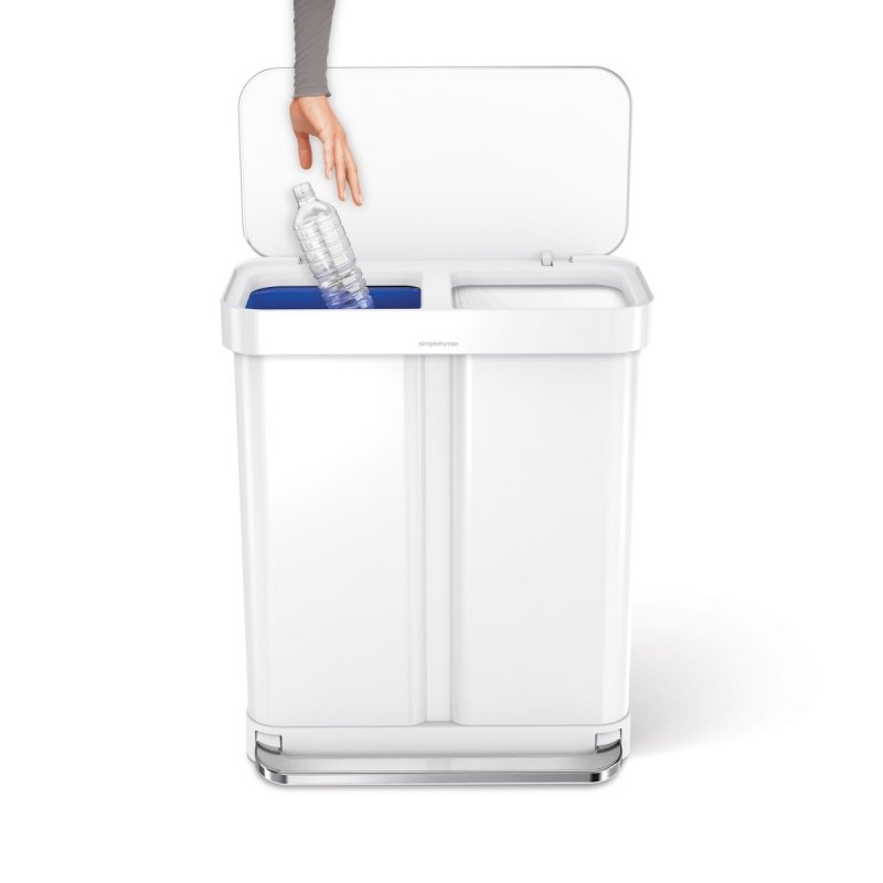 simplehuman LINER POCKET RECYCLER Kosz Pedałowy na Śmieci 58 l Dwukomorowy / Biały