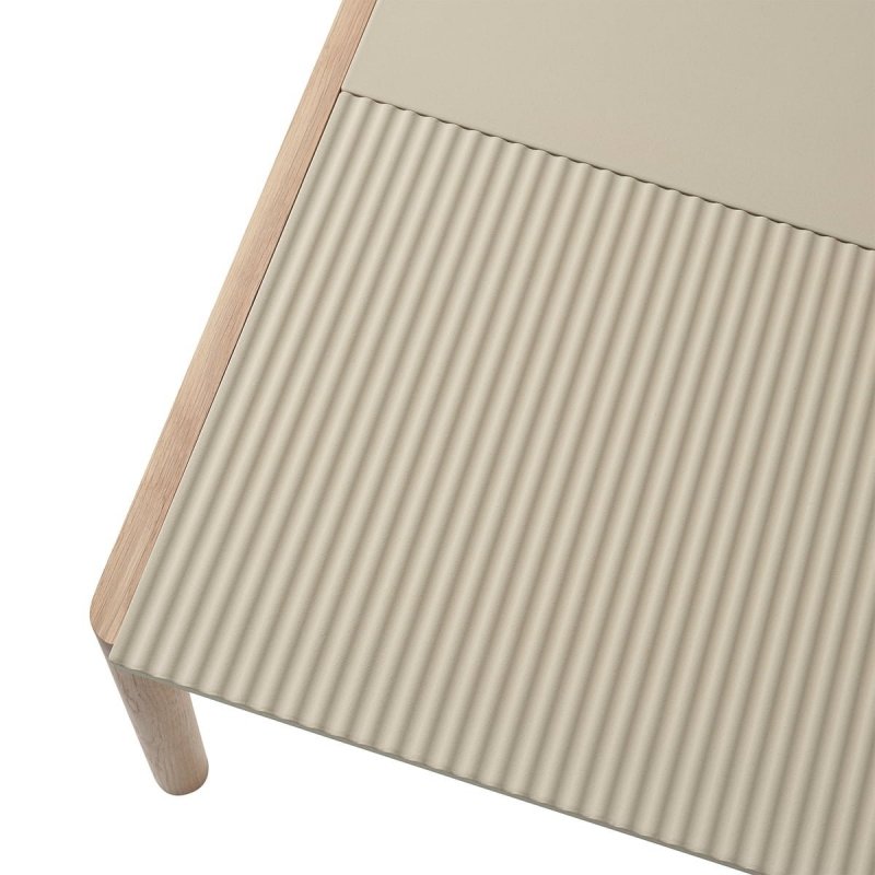 Muuto COUPLE Stolik Kawowy z Ceramicznym Blatem 84x80 cm / Ciemny Dąb - Blat Gładki Niebieski Pale Blue