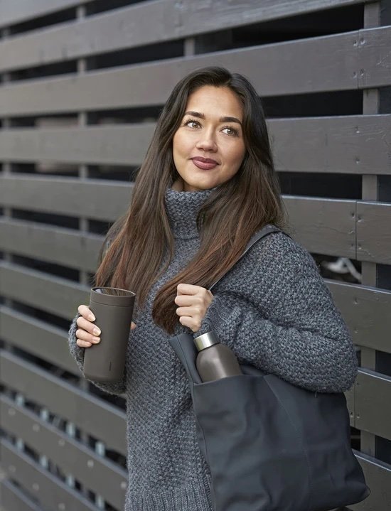Stelton TO GO CLICK Stalowy Kubek Termiczny 400 ml / Jasnoróżowy