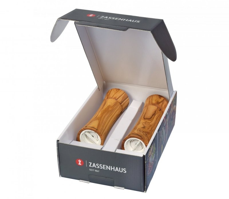 Zassenhaus FRANKFURT Młynek do Soli i Pieprzu - Zestaw 2 Młynków 18 cm Drewno Oliwne