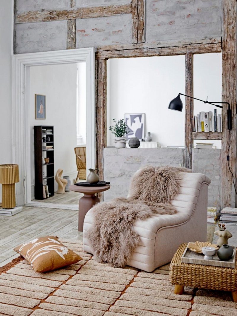 Bloomingville ALLURE Fotel Leżanka Lounge / Odcień Naturalny