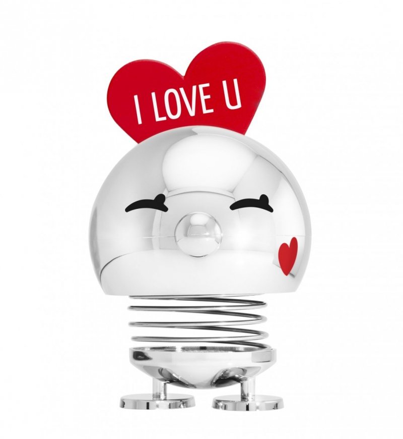Hoptimist BIMBLE Metalowa Figurka Optymisty z Serduszkiem L Chrom - I Love U