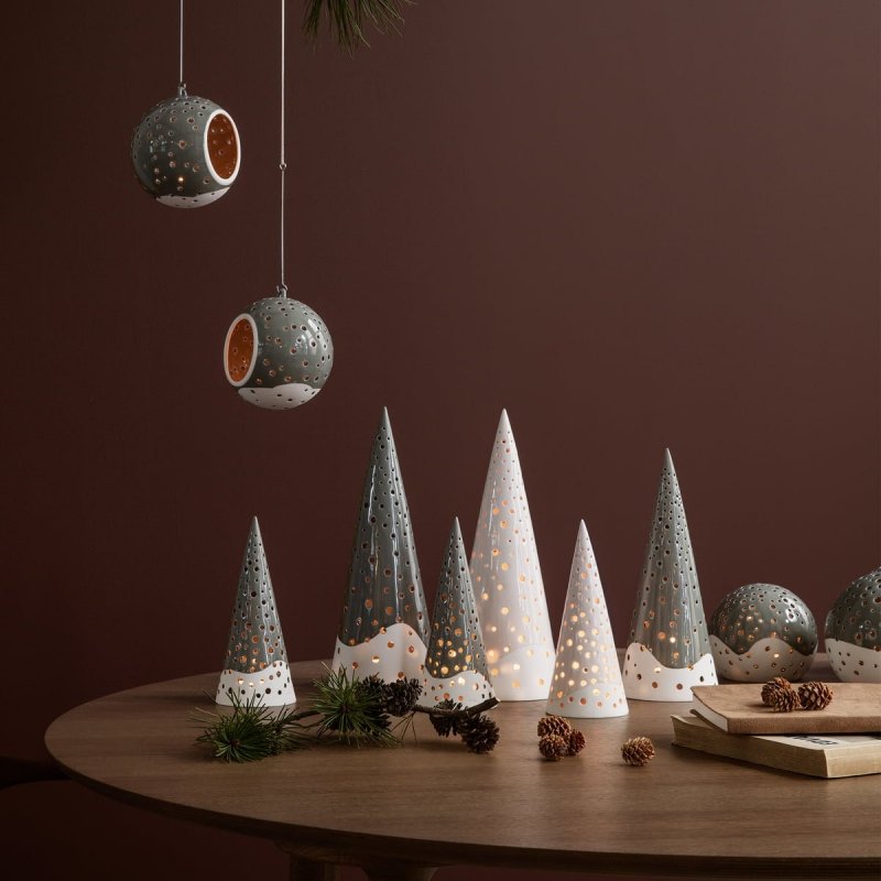 Kähler NOBILI Świecznik Świąteczny Tealight / Choinka 19 cm Zielona Oliwkowa