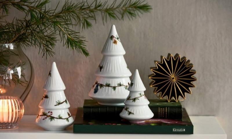 Kähler HAMMERSHØI CHRISTMAS Dekoracja Świąteczna / Porcelanowa Choinka - Zestaw 3 Szt.