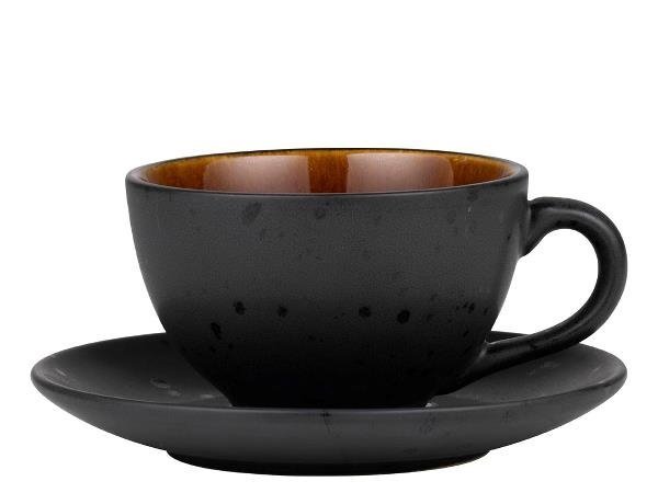 Bitz BLACK Filiżanka ze Spodkiem 240 ml 6 Szt. Czarna / Środek Amber