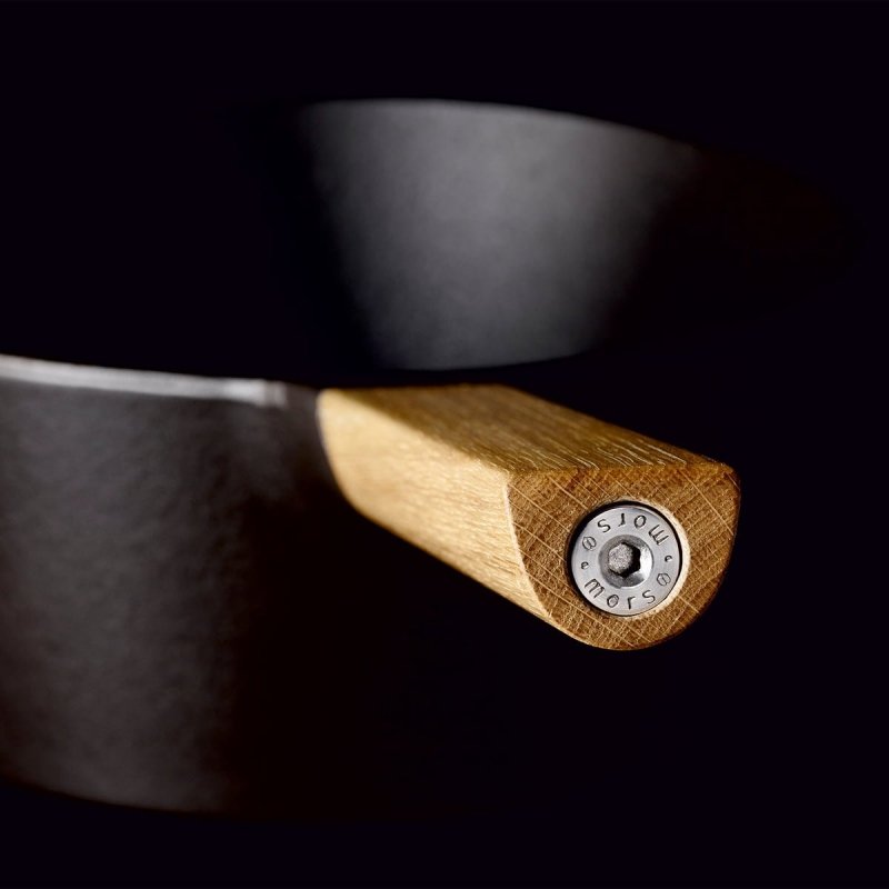 Morso SAUCEPAN Rondel Żeliwny 20 cm z Pokrywką Czarny / Uchwyt Dębowy