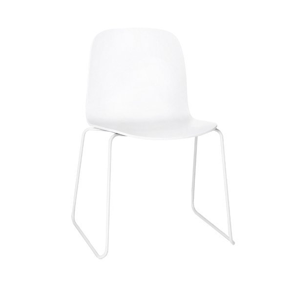 Muuto VISU SLED BASE Krzesło Drewniane na Stalowej Ramie - Białe 2 Szt.