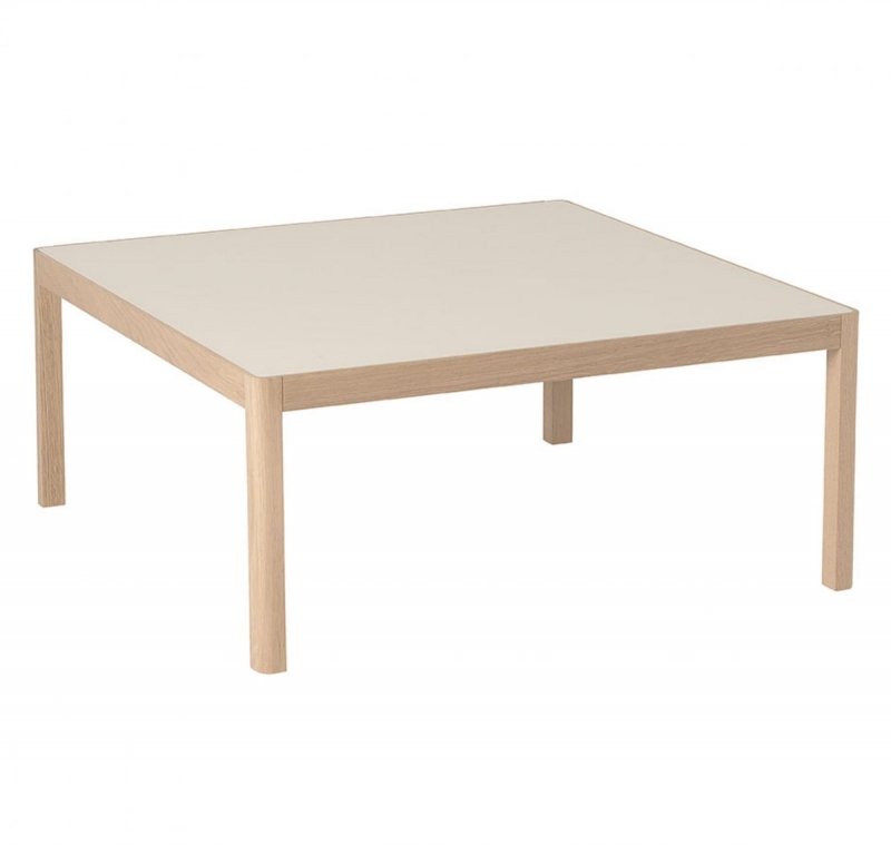 Muuto WORKSHOP Stolik Kawowy Kwadratowy 86 x 86 cm Dąb Naturalny / Blat Szary Linoleum