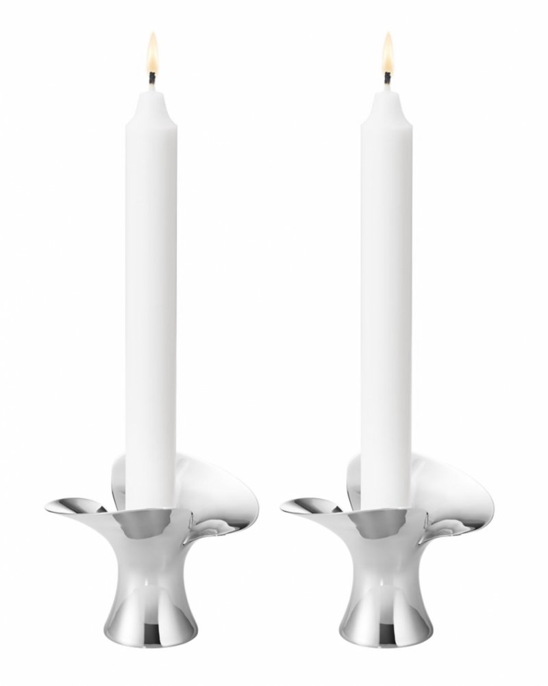 Georg Jensen BLOOM Świecznik Stalowy 2 Szt. / Srebrny