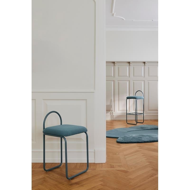Aytm ANGUI Krzesło Barowe 92,5 cm - Hoker / Niebieski DUSTY BLUE BOUCLÉ
