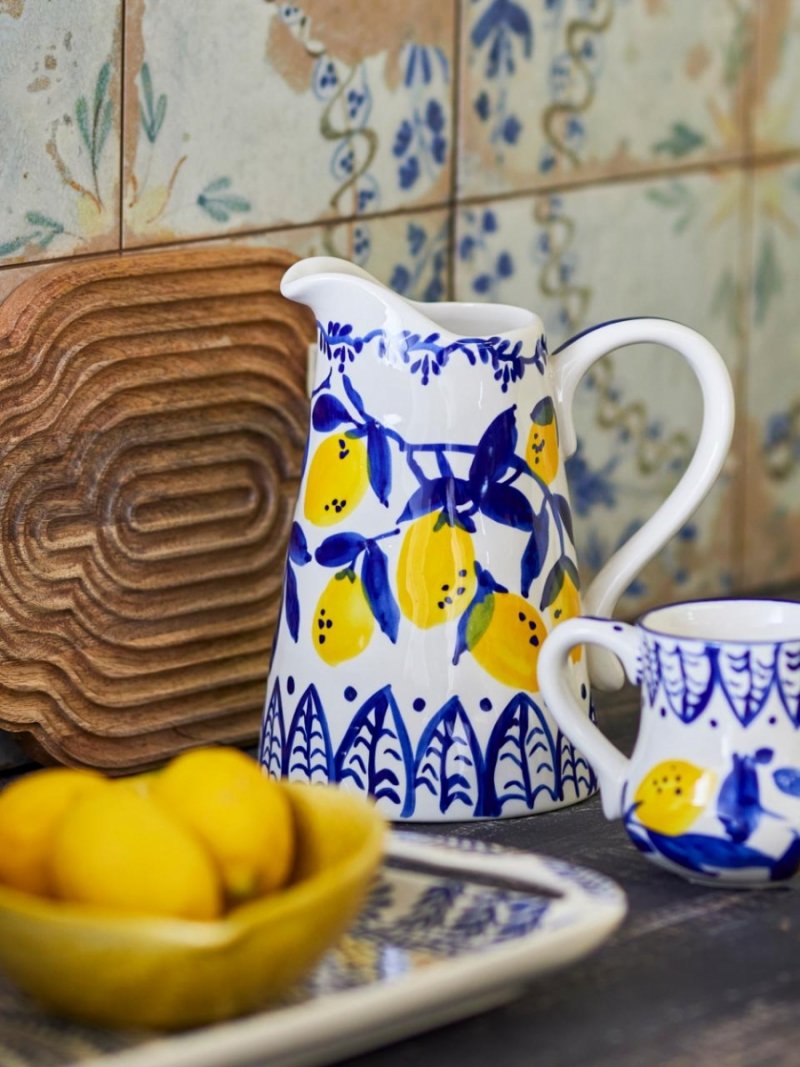 Bloomingville MAXIMA Ceramiczny Dzbanek 1,4 l w Cytryny / Niebieski
