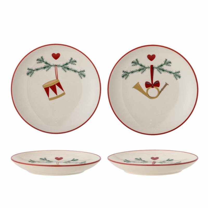 Bloomingville CHRISTMAS YULE Świąteczny Talerz Deserowy 16 cm / Zestaw 2 Szt.