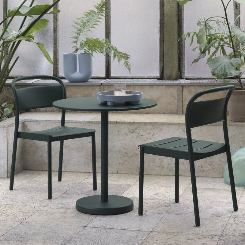 Muuto LINEAR SIDE Krzesło Ogrodowe Metalowe / Ciemnozielone