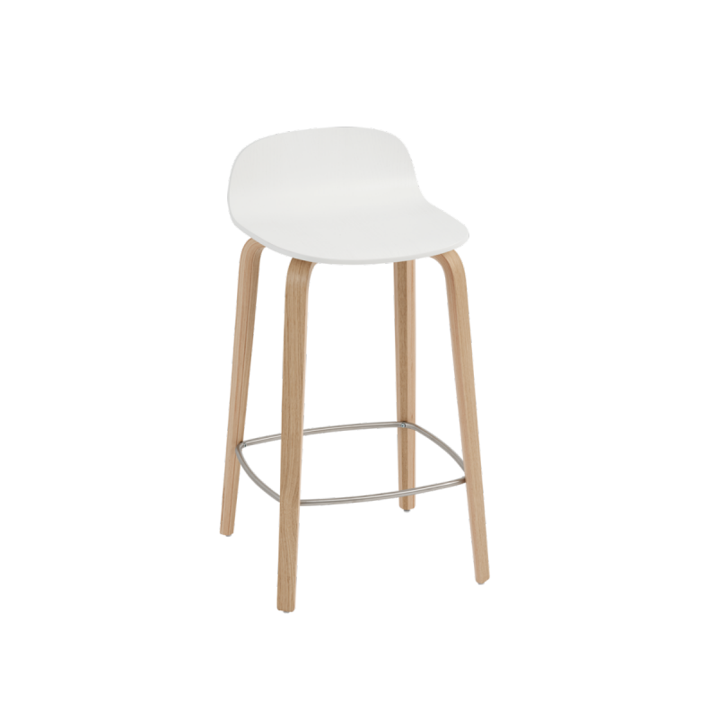 Muuto VISU BAR Hoker - Stołek Barowy 65 cm Biały / Rama Dębowa