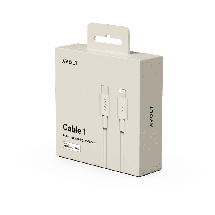 Avolt CABLE 1 Kabel do Ładowania Lightning MFi 2 m / Beżowy