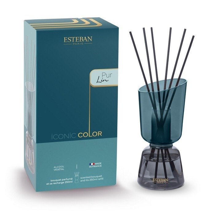 Esteban PARIS Szklany Dyfuzor Zapachowy z Patyczkami 250 ml ICONIC / Zapach Pur Lin