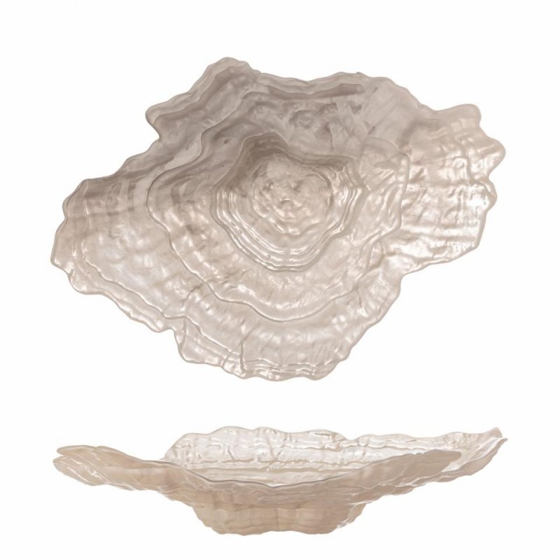 Bloomingville AIKU Szklana Misa Dekoracyjna 38 cm / Beżowa