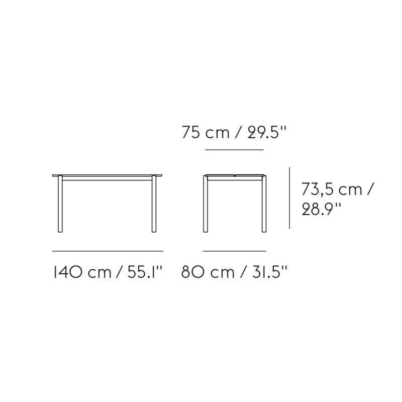 Muuto LINEAR Zestaw Mebli Ogrodowych - Stół 140 cm + 2 Ławki - Biały