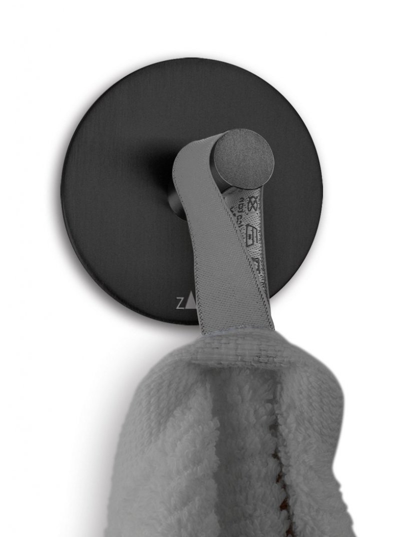 Zack DUPLO BLACK Okrągły Wieszak na Ręczniki Samoprzylepny 4,5 cm 2 Szt. Czarny