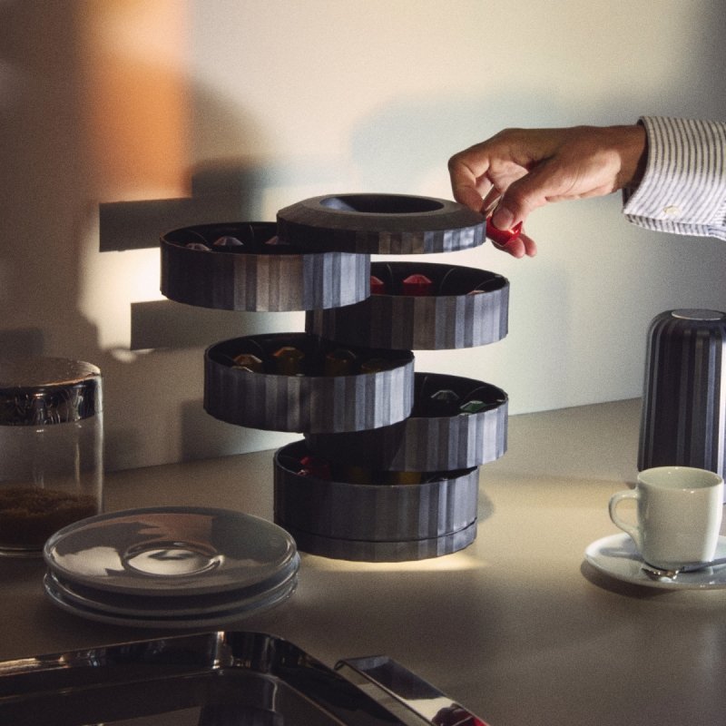 Alessi PLISSE Pojemnik na Kapsułki Kawy typu Nespresso / Czarny