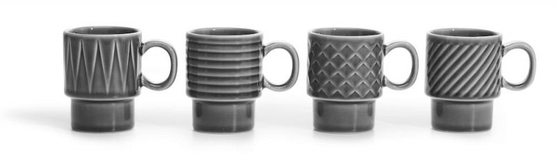 Sagaform COFFEE RETRO Filiżanki do Kawy Espresso 100 ml 4 Szt. Szare