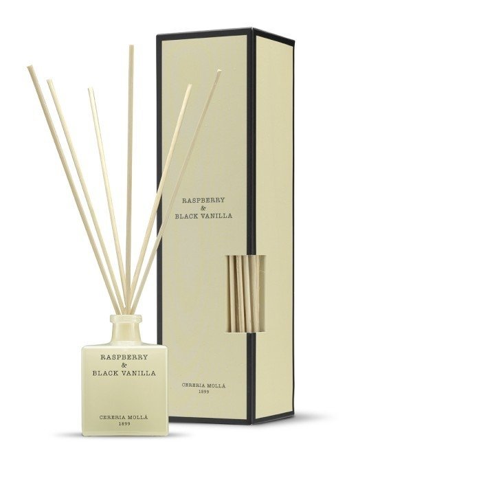 Cereria Molla BOUTIQUE Dyfuzor Zapachowy z Patyczkami 100 ml Czarna Wanilia i Malina