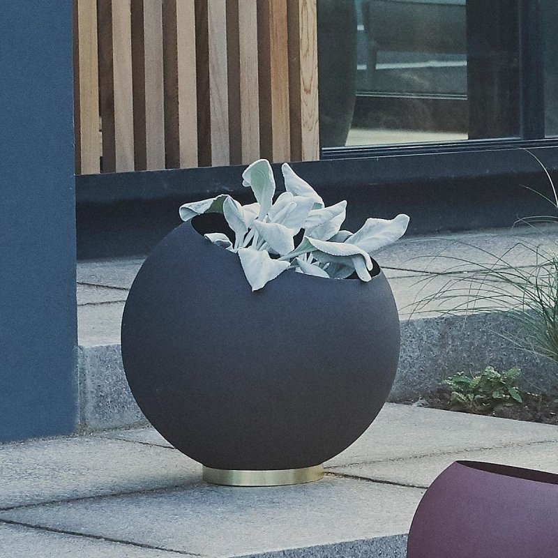 Aytm GLOBE Donica do Kwiatów 60 cm Czarna na Złotej Podstawie